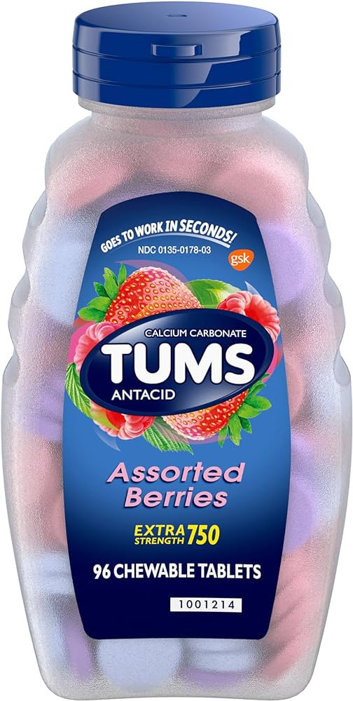 TUMS Extra Strength Assorted Berries Antacid Tablets for Heartburn Relief, 96 count | Amazon (US)