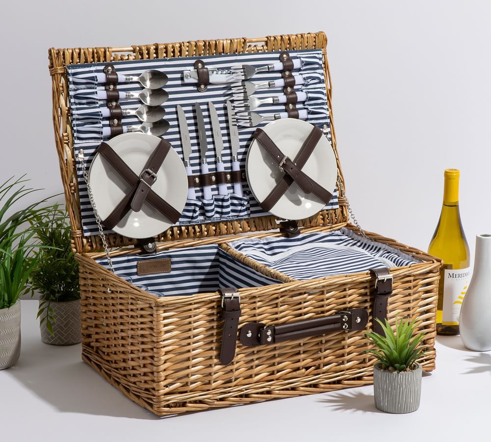 Providence Woven Picnic Basket, Set for 4 - Honey Willow | Pottery Barn (US)