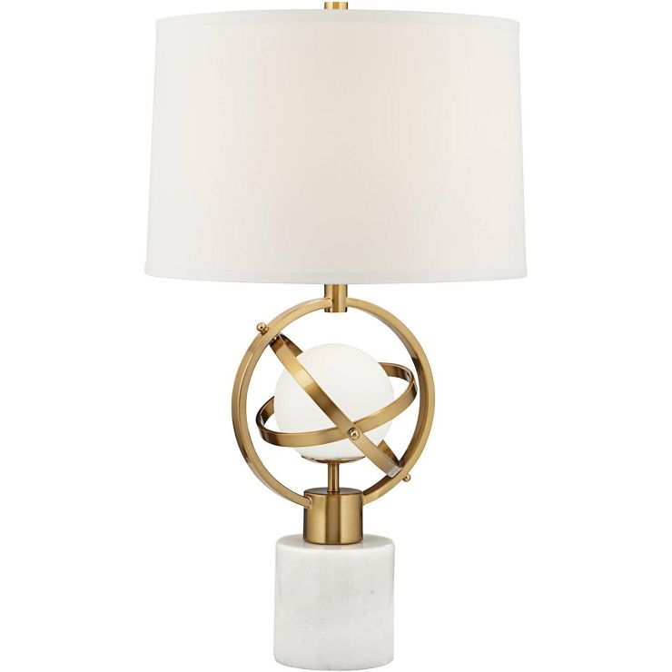 Possini Euro Design Modern Table Lamp with Night Light 27 1/2" Tall Gold Metal Rings White Drum S... | Target