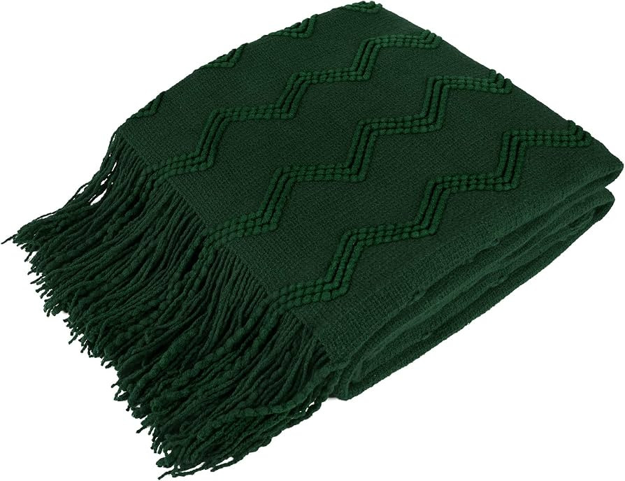 PAVILIA Emerald Green Knit Throw Blanket for Couch, Twin Bed, Soft Knitted Farmhouse Sofa Throw f... | Amazon (US)