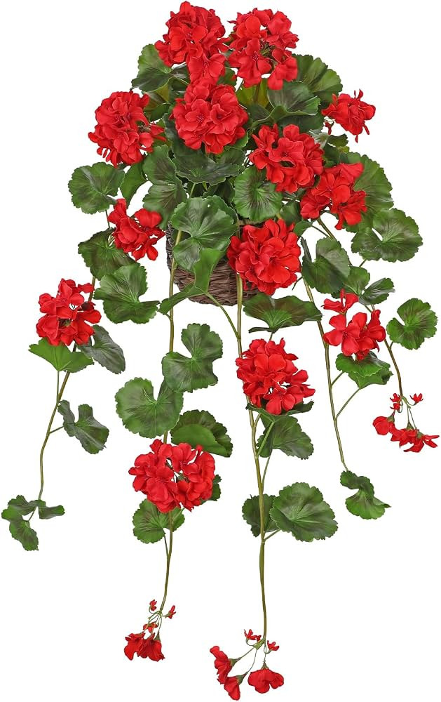 Briful Artificial Red Geranium Tabletop Decor, Hanging Basket Flowers, Hanging Look Cascading Pla... | Amazon (US)