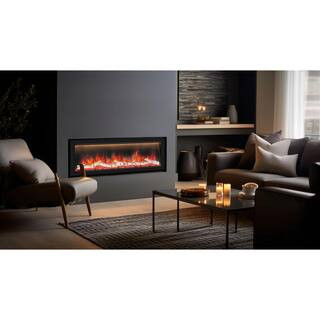 Allegro Series 58.5 in. Wall Mount Smart Electric Fireplace in Black Matte | The Home Depot