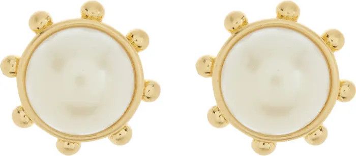 bezel imitation pearl stud earrings | Nordstrom Rack