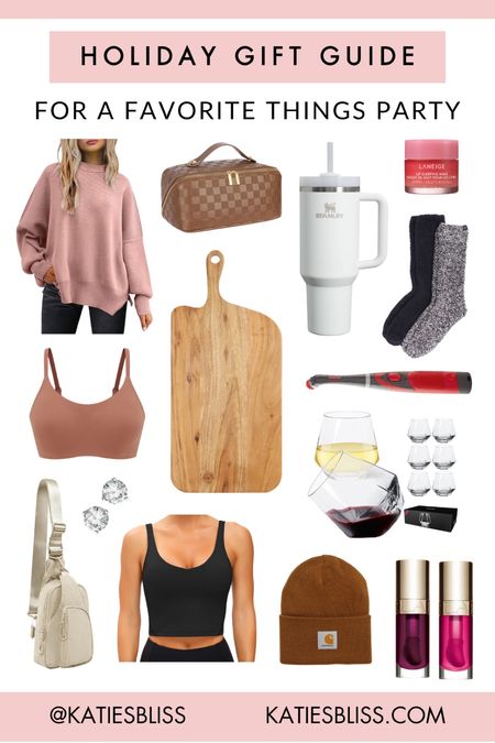 Holiday gift guide ✨ what I would bring to a favorite things party

Amazon. Sweater. Makeup bag. Stanley. Laneige. Lip mask. Lip oil. Barefoot dreams socks. Rubbermaid scrubber. One size fits all bra. Cheeseboard. Sling bag. Earrings. Wine glasses. Carhartt hat. 



#LTKfindsunder100 #LTKGiftGuide #LTKfindsunder50