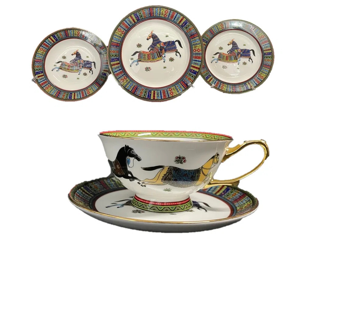 Rare 20 Pc Luxury Greek Horse Cheval Banquet Dinner Set, Premium Bone China | Wayfair North America