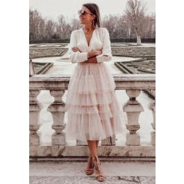 Love Me More Layered Tulle Skirt in Nude Pink for Bridal Showers & Weddings | Chicwish