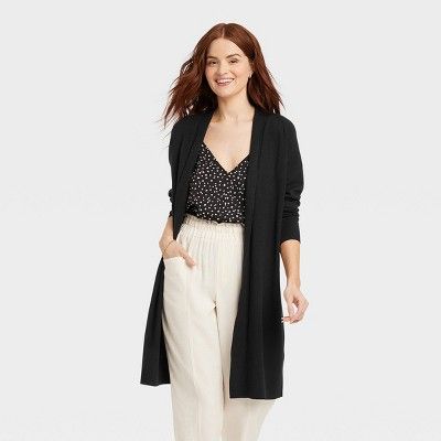 Women's Long Layering Duster Cardigan - A New Day™ Black XS | Target