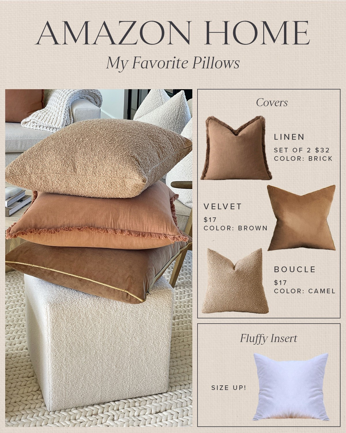 Brown fall pillows from Amazon 🤎🍂

Home
Decor
Living room
Bedroom

#LTKSeasonal #LTKHome