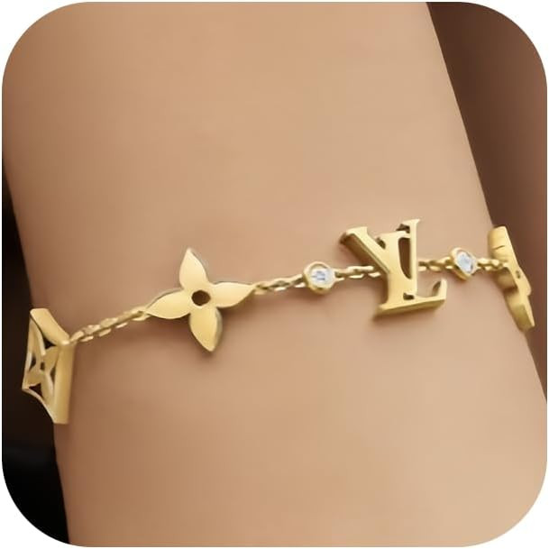 Designer Inspired Jewelry Bracelet for Women, Gold-Tone Floral Charm Bracelet with Symbolic Motif... | Amazon (US)