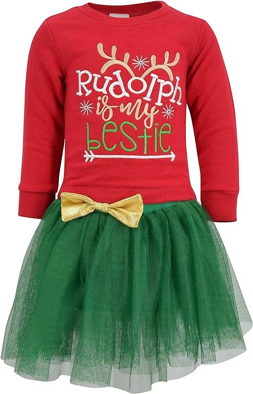 Girls Rudolph is My Bestie Christmas Tutu Dress | Amazon (US)