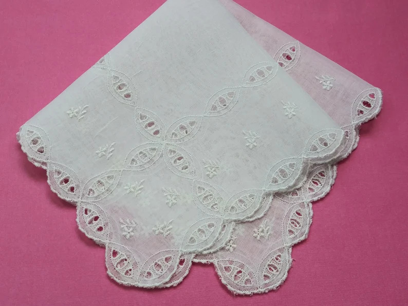 Vintage Hankie White Eyelet Handkerchief. L - Etsy | Etsy (US)