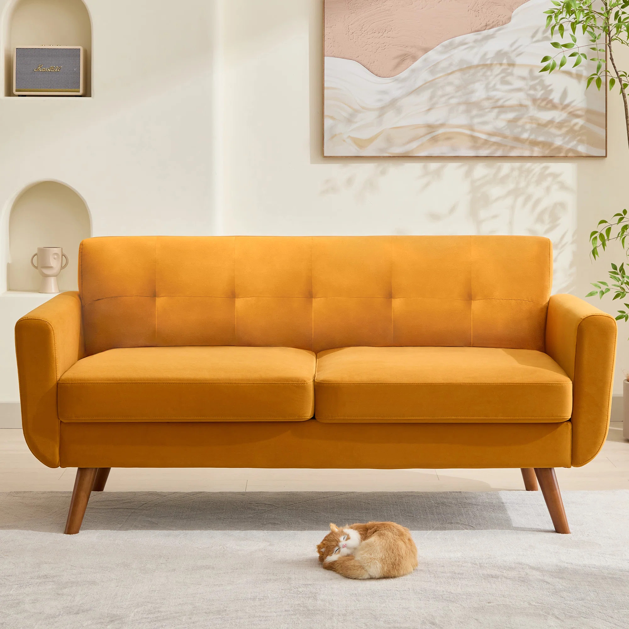 Jadier 66" Upholstered Loveseat Square Sofa | Wayfair North America