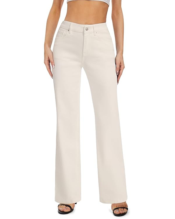 FLYING BANANA Women's High Waisted Wide Leg Baggy Stretch Denim Jeans | Amazon (US)