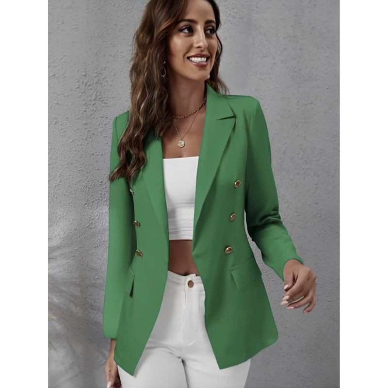 Blazer Feminino Casaquinho Alfaiataria Casaco Social Com Botão Lindo Super Envio | Shopee (BR)
