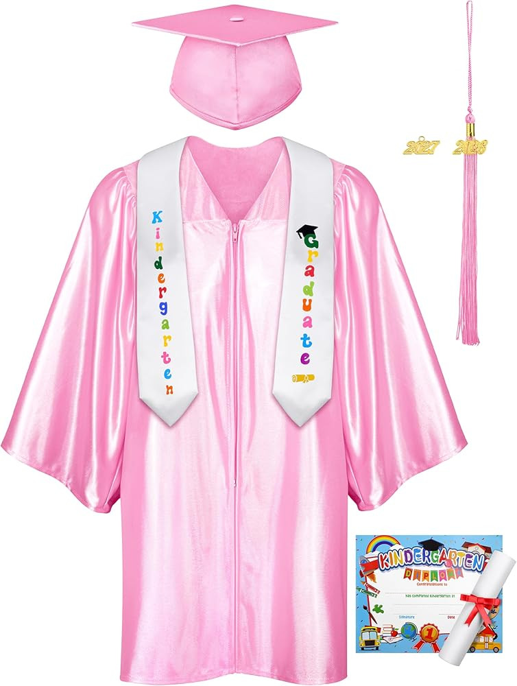 SOMSOC 7 Pack Kids Graduation Cap and Gown Tassel Stole with 2026, 2027 Charms Certificate for Pr... | Amazon (US)