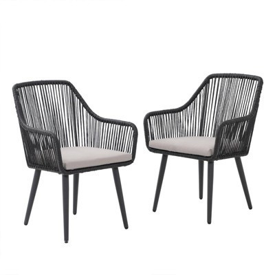 Sunsitt 2pc Outdoor Dining Chairs Black | Target
