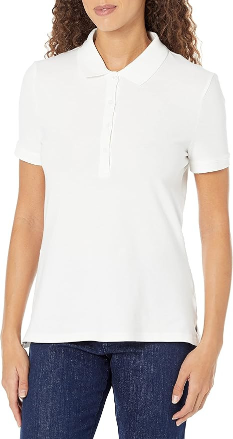 Amazon Essentials Women's Short-Sleeve Polo Shirt, Soft Stretch Cotton Jersey (Available in Plus ... | Amazon (US)