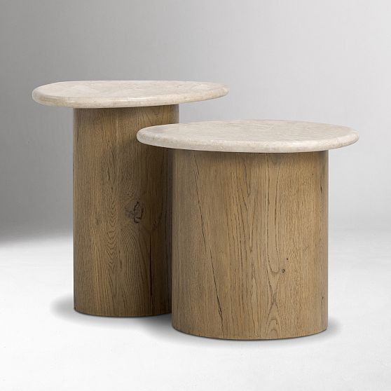 Newnan Nesting End Tables, Cappuccino Marble/Oak | West Elm (US)