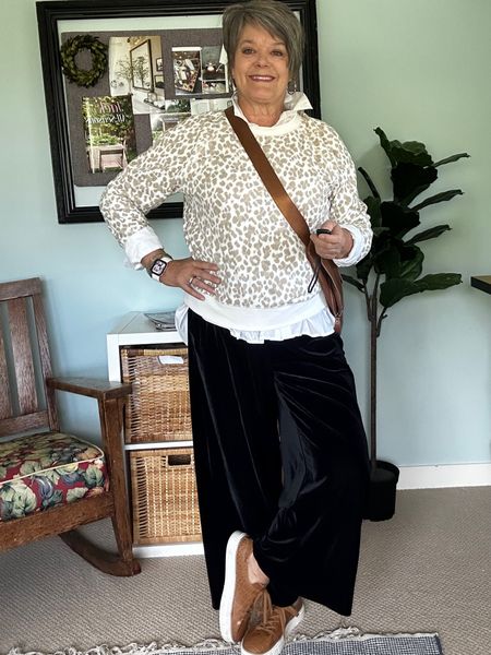 Velvet magic: These wide leg pants are Fall’s must have! These pants are my latest obsession! Perfect for fall adventures! #velvetwidelegpants #velvetpants #leopardswestshirt #animalprint #over50fashionstyle 

#LTKshoecrush #LTKstyletip
