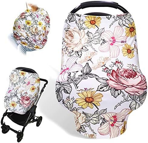Floral Baby Car Seat Cover Girls, Infant Carseat Canopy, Stretchy Multi- use Nursing Cover for St... | Amazon (US)