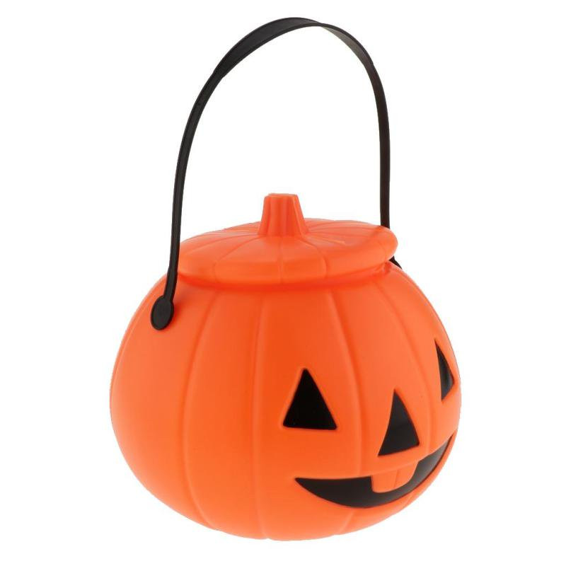 Halloween Pumpkin Bucket Candy Holder Jar With Handle Trick Or Treat Supply | Walmart (US)