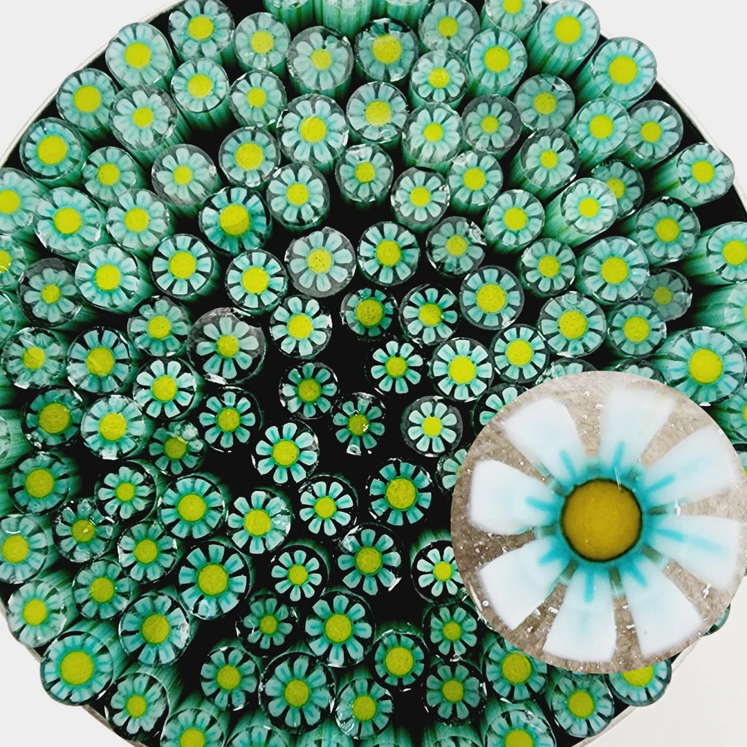 COE96 Flower: Be Cheerful - 1 oz Murrini Murrine Millefiori Vitrigraph Cane - MINZABELLA MURRINI ... | Etsy (US)