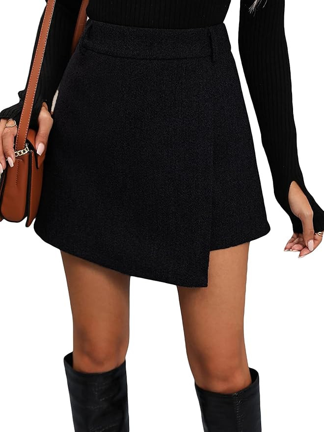 Floerns Women's Casual Asymmetrical Hem Skort Zipper Up Workout Skirt Shorts | Amazon (US)