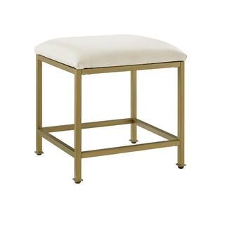 Aimee Soft Gold and Creme Vanity Stool | The Home Depot