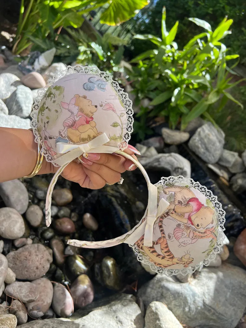 Handmade Lace Winnie the Pooh Mouse Ears Headband | Etsy (Global)