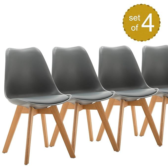 Merax Eames Style Chair Set of 4 Dining Chairs with Wood Legs | Amazon (US)