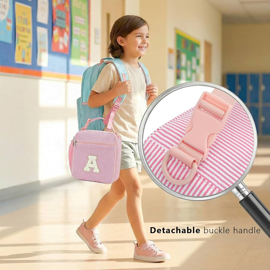 Initial Lunch Bag for Girls Kids, Cute Insulated Lunch Box Gift for School Personalized Gifts for... | Amazon (US)