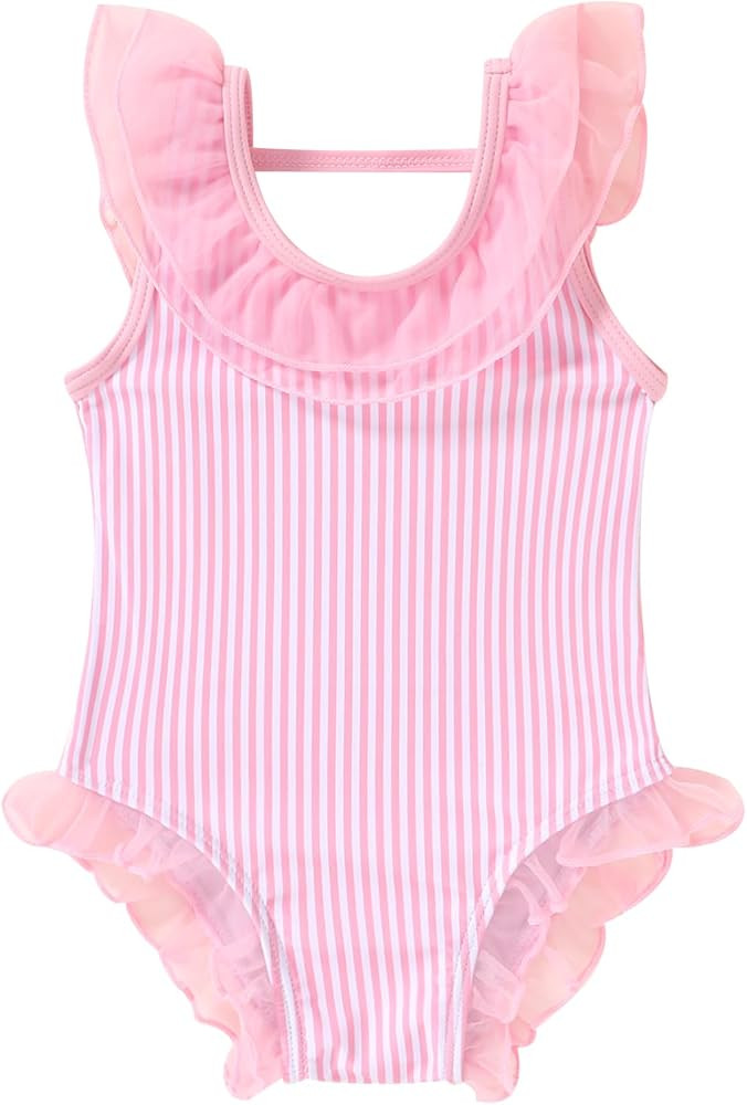 YOUNGER TREE Toddler Swimsuit Girl Tulle Ruffle One Piece Swimwear Baby Summer Beach Bathing Suit | Amazon (US)
