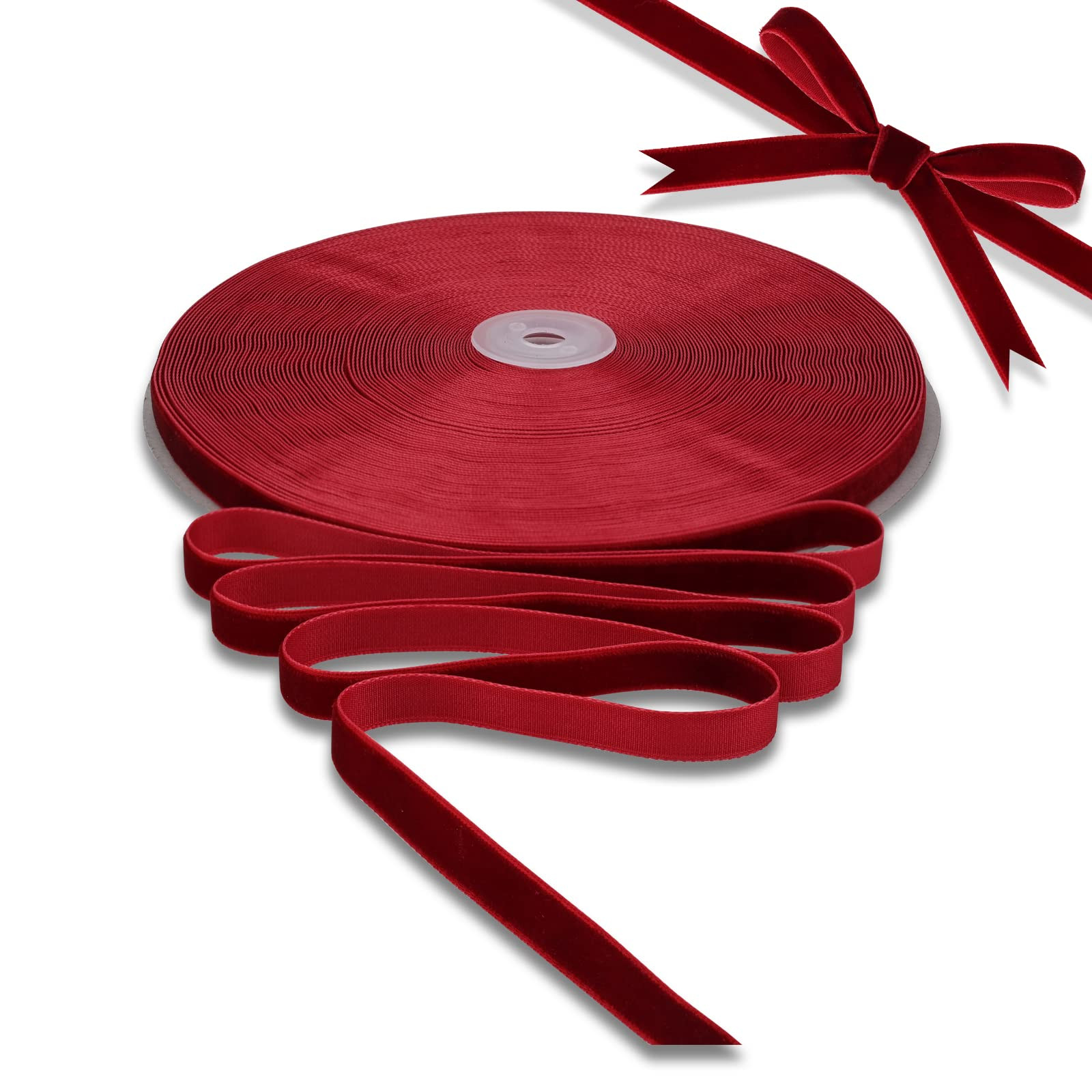 Wine Red Velvet Ribbon - 3/8 Inch 30 Yd Burgundy Velvet Nylon Ribbon for Gift Wrapping Wedding Pa... | Amazon (US)