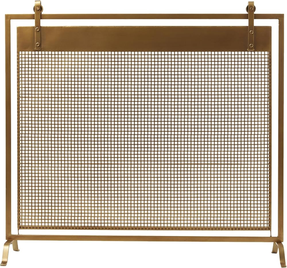 Deco 79 Metal Suspended Grid Style Netting Single Panel Fireplace Screen with Bolted Detailing, 3... | Amazon (US)