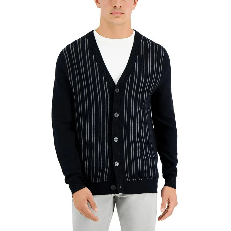 Alfani Mens Stripe V-Neck Cardigan Sweater | Walmart (US)