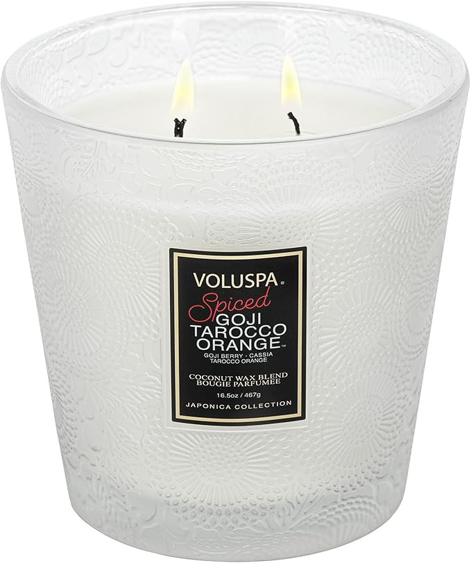 Voluspa Spiced Goji Tarocco Orange Candle | 2 Wick Glass Boxed Hearth | 16.5 Oz | Holiday Scent |... | Amazon (US)