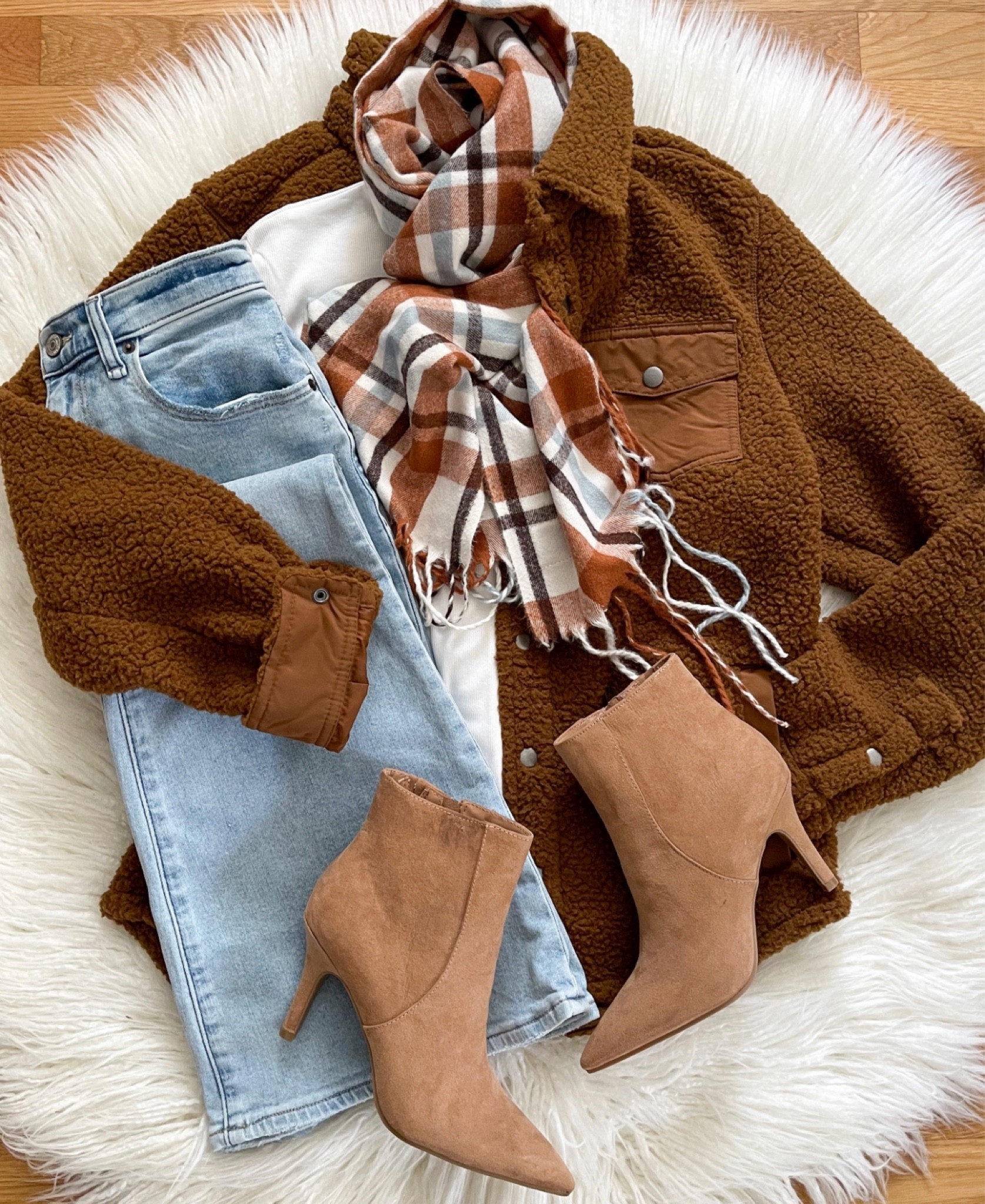 Happy FriYAY!  If you missed the popular womens sherpa Shacket, I’ve found another one for you!  Found this one in the mens department!  I did size up one for an oversized look!  Styled it with a mock turtleneck, flare jeans, new scarf & boots!  Everything here is linked for you! Have a great weekend! 

#LTKstyletip #LTKshoecrush #LTKunder50