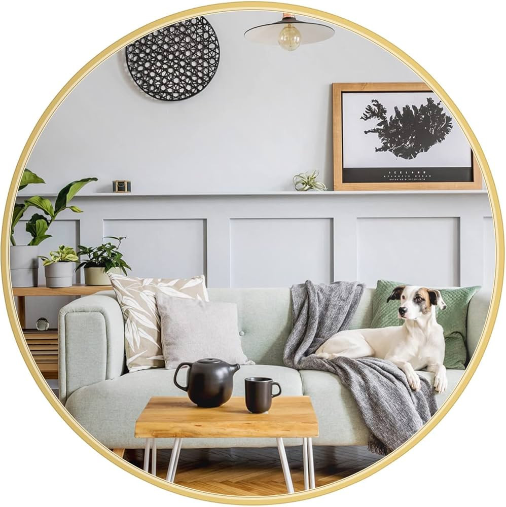 Gold Circle Mirror,Round Mirror 20 inch,Circle Mirror Gold ,Round Bathroom Mirror,Wall-Mounted Ci... | Amazon (US)