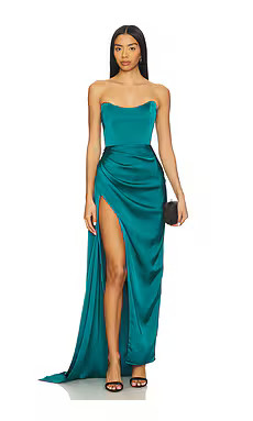 Katie May Bita Gown in Teal Green from Revolve.com | Revolve Clothing (Global)