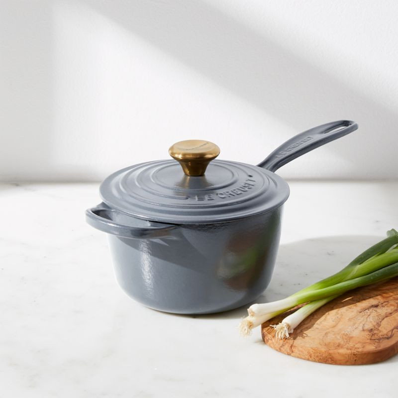 Le Creuset Signature 1.75-Qt. Graphite Grey Saucepan with Lid + Reviews | Crate & Barrel | Crate & Barrel