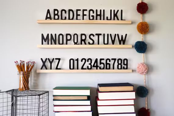 Letter board ledge, Set of 3 24” ledges, homework station decor, letter board, alphabet sign, p... | Etsy (US)