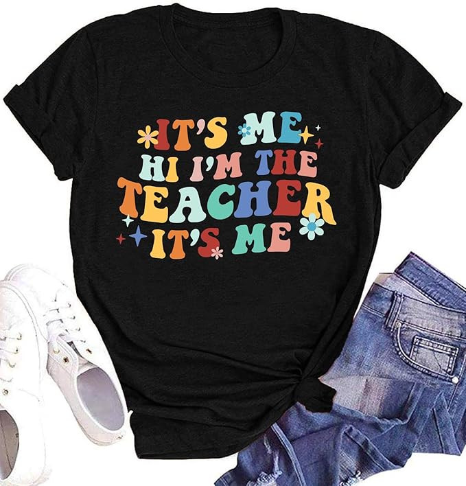 It's Me Hi I'm The Teacher T Shirts Women Teacher Life Shirt Back to School Gift Teaching Casual ... | Amazon (US)