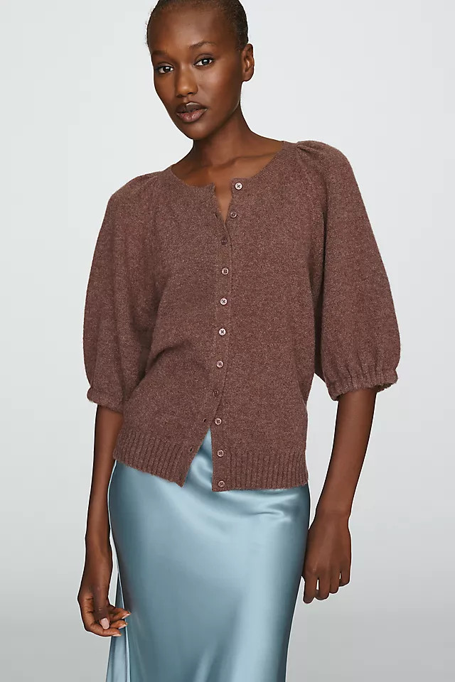 Puff-Sleeve Cardigan Sweater | Anthropologie (US)