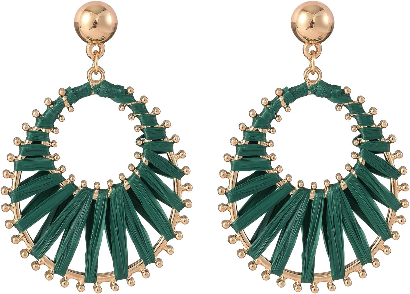 Viva Joya Boho Raffia Teardrop Earrings for Women, Large Statement Drop Dangle Earrings for Prom,... | Amazon (US)