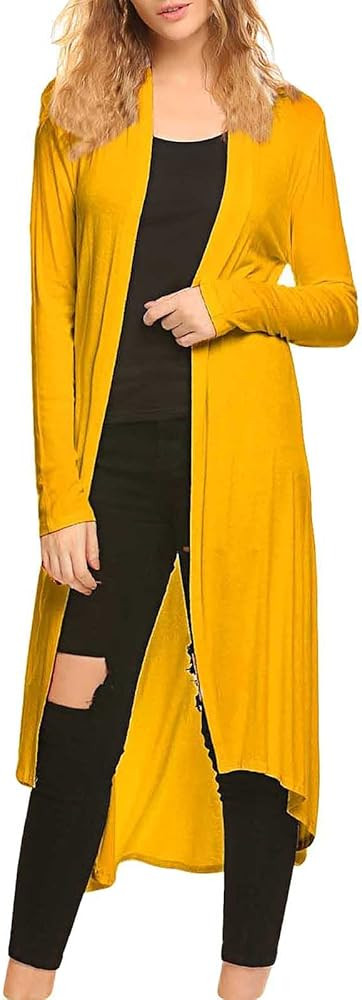 Women's Casual Long Open Front Drape Lightweight Duster High Low Hem Maxi Long Sleeve Cardigan(S-3XL | Amazon (US)