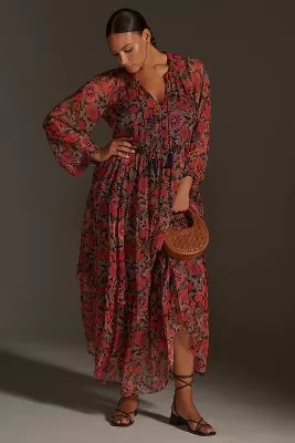 The Marais Printed Chiffon Maxi Dress | Anthropologie (US)