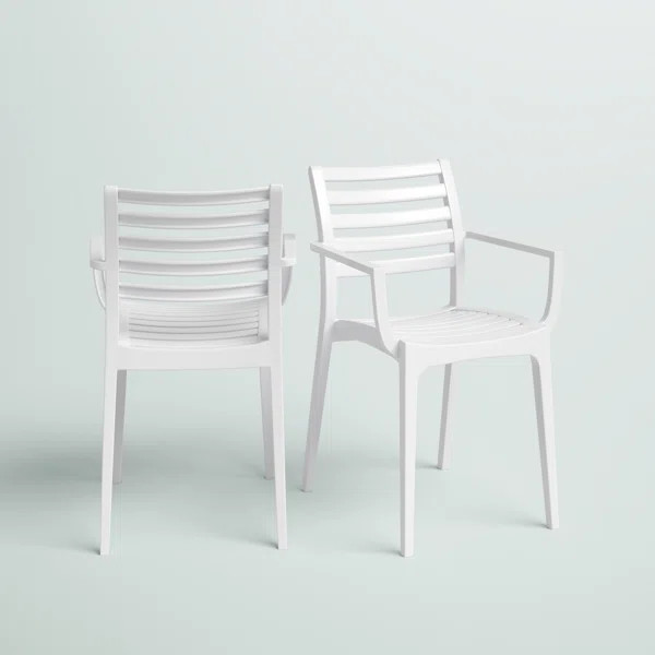Melissus Stacking Patio Dining Armchair (Set of 2) | Wayfair North America