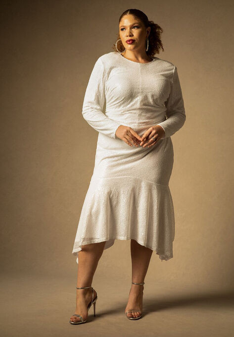 Bridal by ELOQUII Sequin Handkerchief Hem Dress | Eloquii