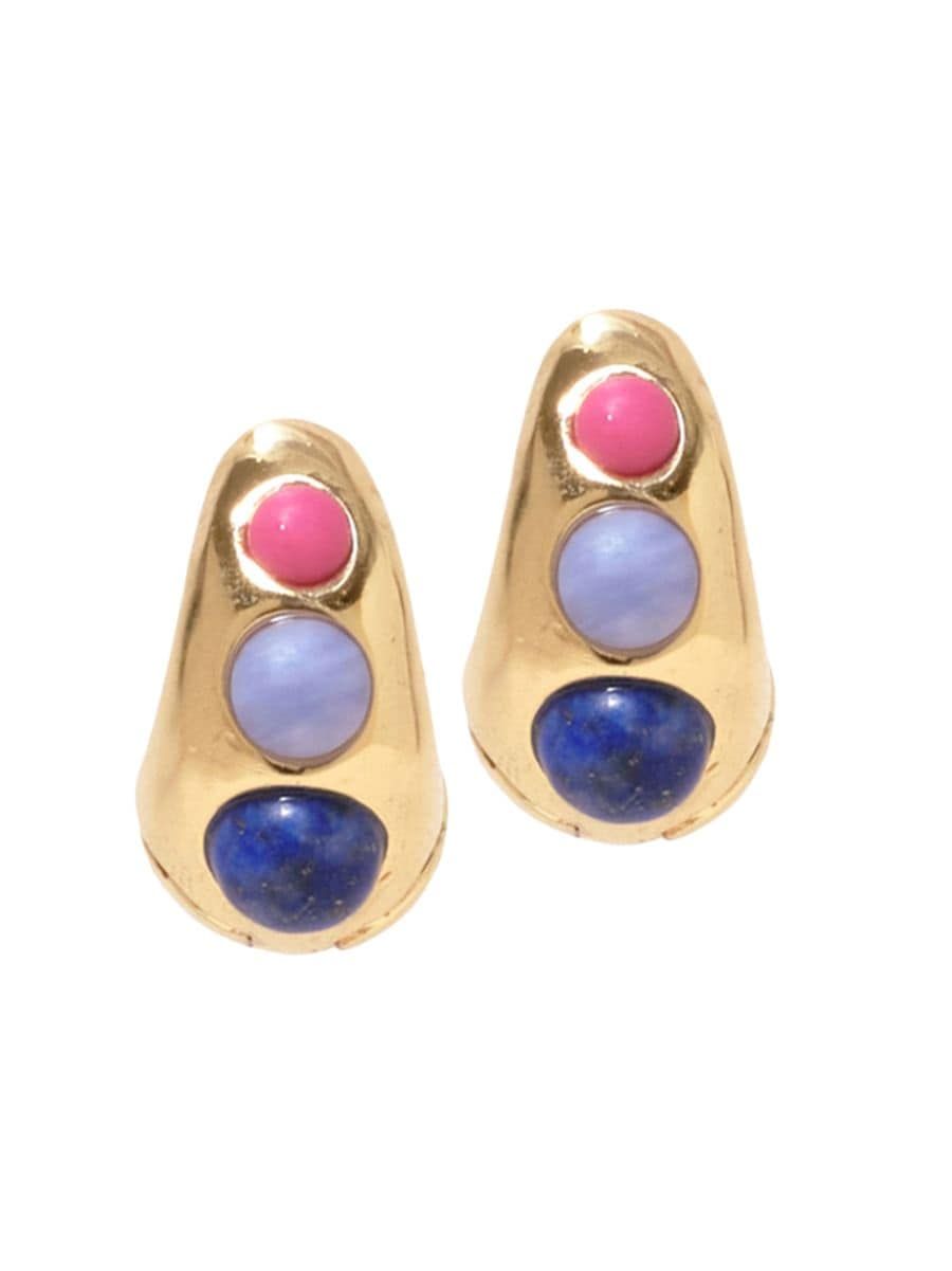 Didi 14K-Gold-Plated & Multi-Stone Hoop Earrings | Saks Fifth Avenue