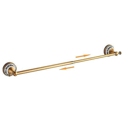 Antique Bronze Brass Towel Bar,Adjustable 15.5 to 27.5 Inch Bath Towel Bar Rack for Bathroom Towel Holder, Wall Mounted Bathroom Hardware Accessories,Porcelain Design | Amazon (US)